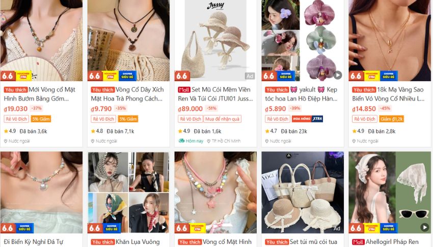 Nhập sỉ phụ kiện đi biển trên sàn shopee