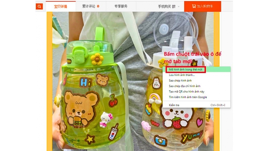 Chọn "Mở hình ảnh trong tab mới"