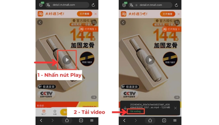 Nhấn vào biểu tượng nút Play