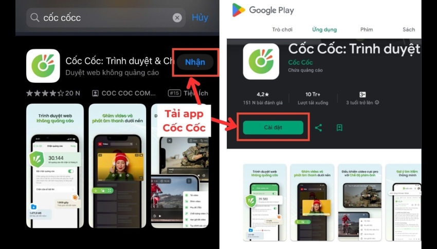 Tìm và tải Cốc Cốc về điện thoại