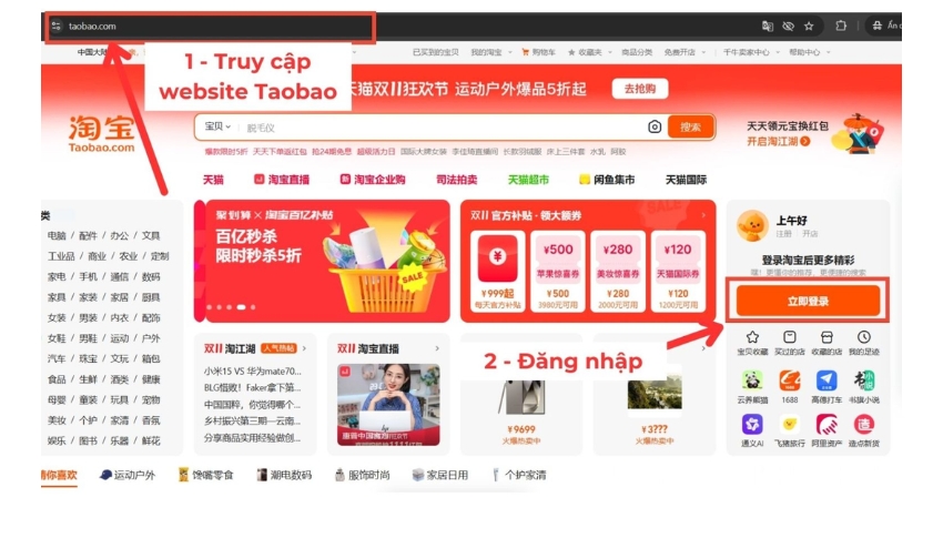 Đăng nhập tài khoản Taobao trên Chrome