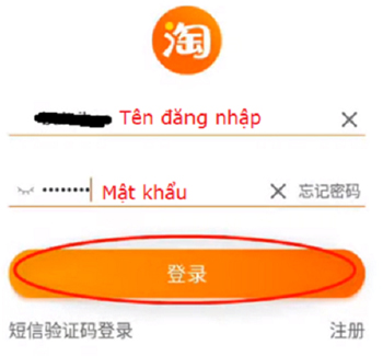 Đăng nhập tài khoản Taobao trên điện thoại để sử dụng dịch vụ thanh toán hộ