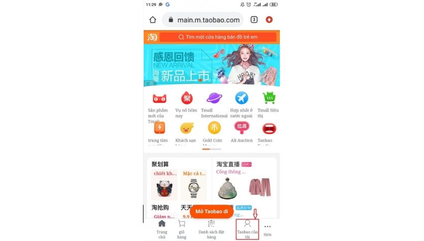 hướng dẫn đăng nhập taobao trên điện thoại