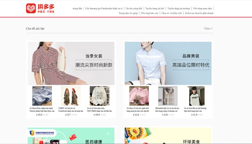 giao diện tiếng việt app mua pinduoduo