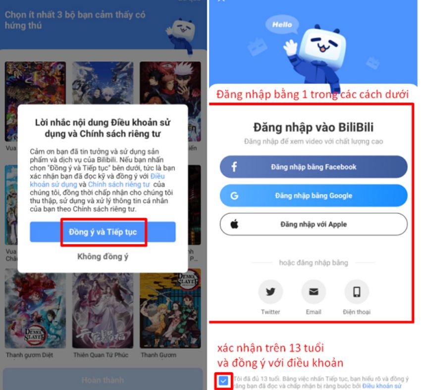 Cách đăng ký tài khoản trên app Bilibili Việt Nam
