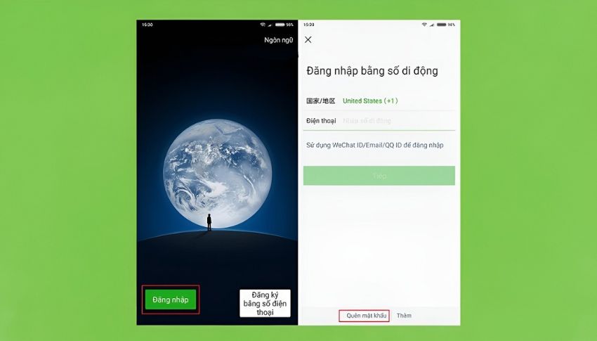 Truy cập app Wechat