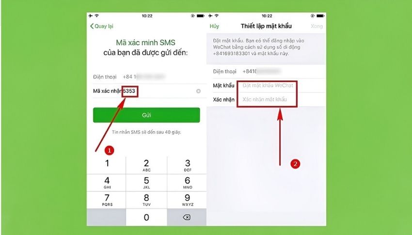 Nhập mã vào trường “mã xác nhận” trên Wechat