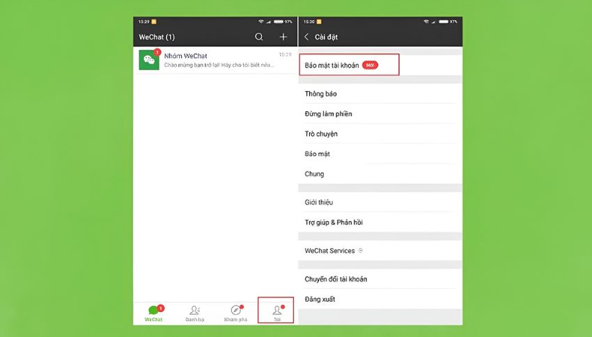 Mở trang hỗ trợ của wechat