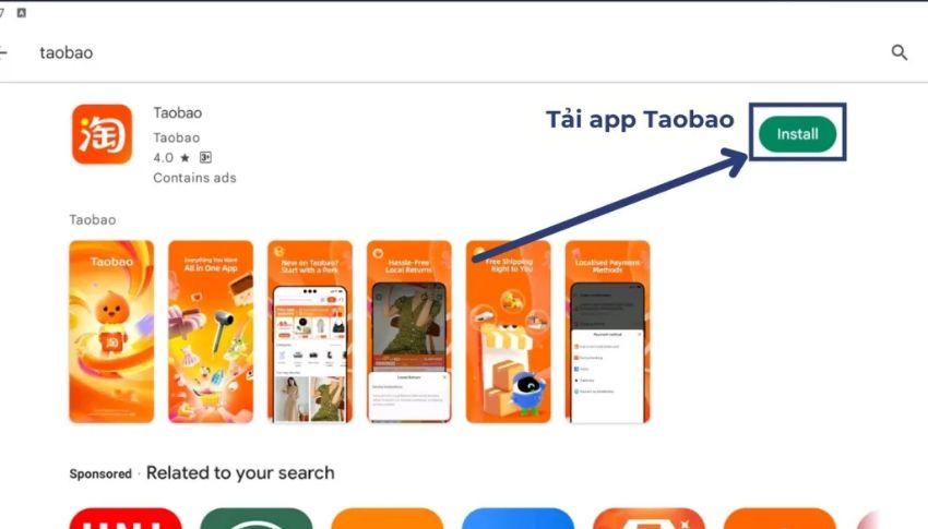 Tải app Taobao trên CH Play của BlueStacks